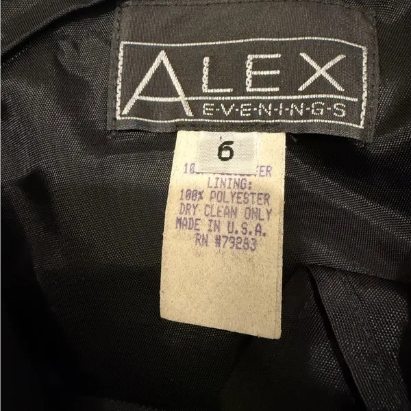 Vintage Alex Evenings Spaghetti Strap Black Formal Dress - Image 9