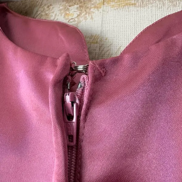 Vintage 80s Satin Gown Pink Coquette Princess Sweetheart Prom Dress Formal XS - Image 4
