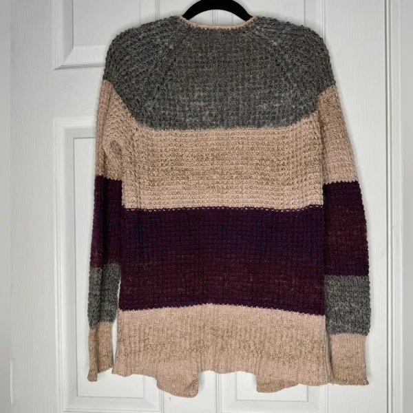 FREE PEOPLE Lake Tahoe Color block‎ Cardigan Sweater Grandma Core Size S - Image 3