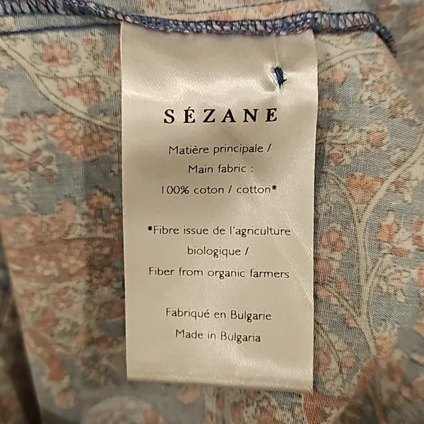 💕SEZANE💕 West Shirt Ranch Marine Multi-Color Paisley Floral Print FR 38 = US 6 - Image 14