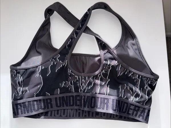 Under Armour Gray & Black Camo Racerback Sports Bra - Image 3