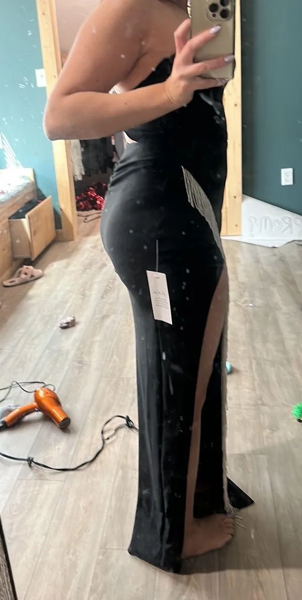 David's Bridal Black Prom Dress - Image 2