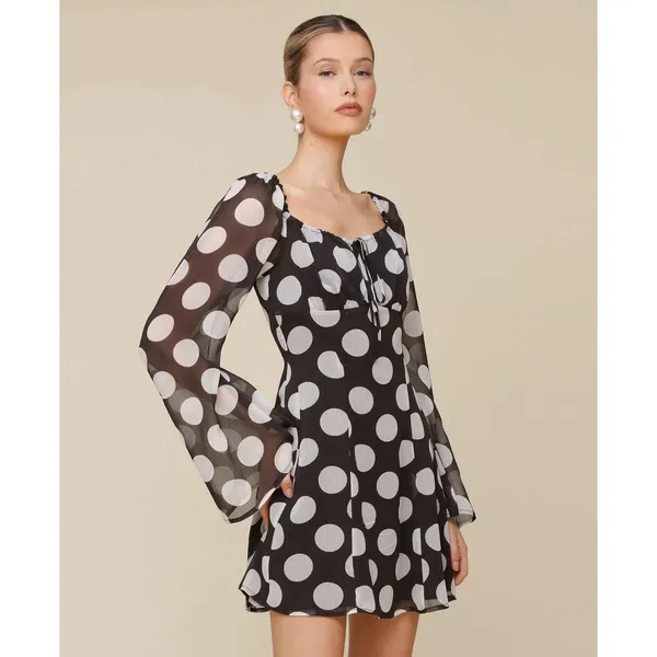 Avec Les Filles Printed Empire-Waist Bell-Sleeve Dress Size‎ 12 - Image 2