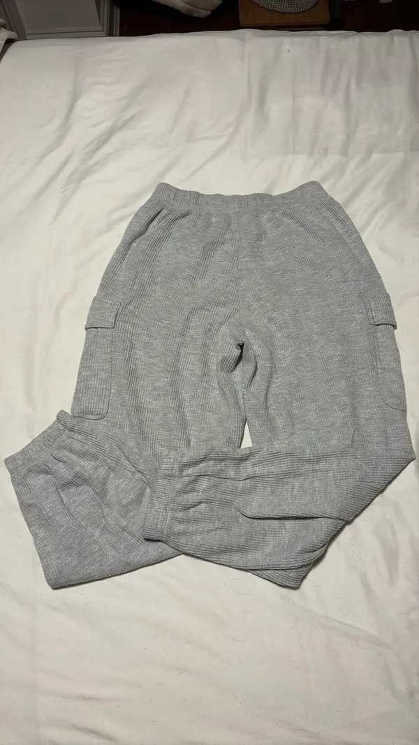 Aerie Grey Waffle Cargo Knit Joggers - Image 3