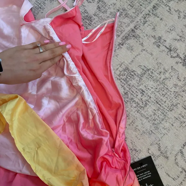 Lulus Dela Light Pink Ombre Satin Mini Dress Size XL NWT Party Sexy Glam Wedding - Image 9