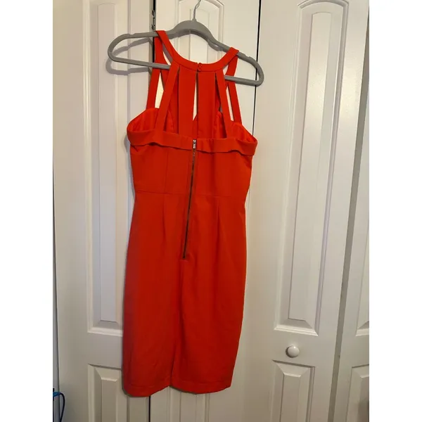 BCBG Orange Sleeveless Bodycon Dress With Strappy Back Detail Size 10‎ - Image 8