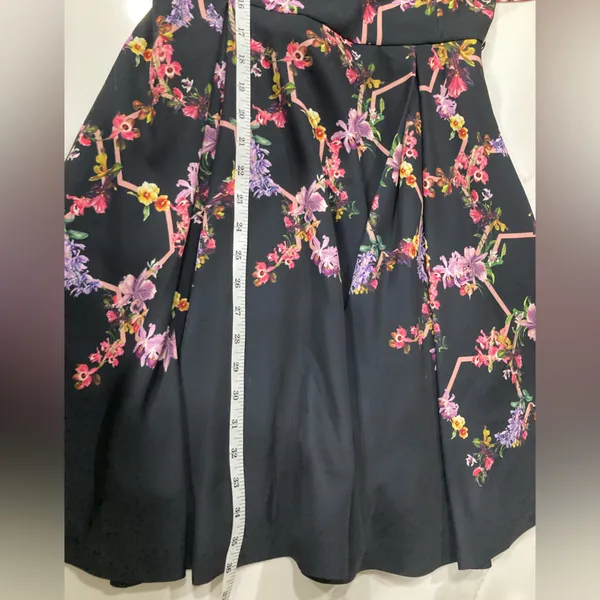 Ted Baker Black Dress with Pink Floral Design Uk 1 (US 4) - Image 6