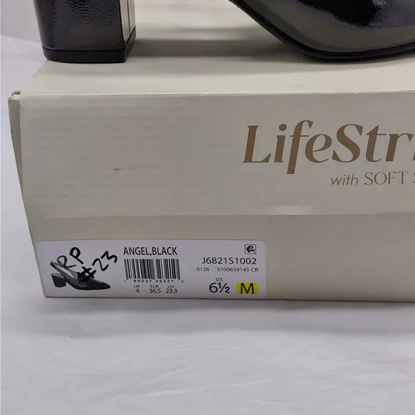LifeStride Womens Angel Slingback Loafer Pump Sz 6.5 M Black Patent Office Shoe - Image 14