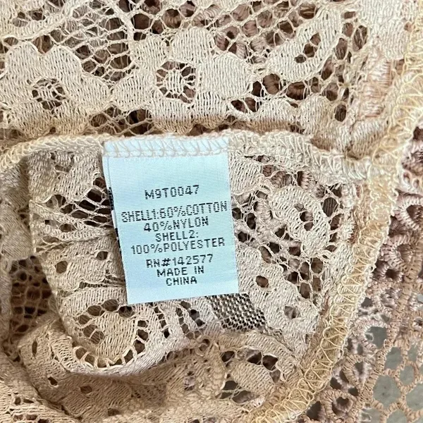 Melograno Rico Lace Blush Blouse See-through Top Long Sleeve Size Small - Image 10