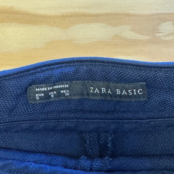 Zara Basic Navy Blue High Waisted Textured Pique Shorts Womens‎ Size Small 26 - Image 5