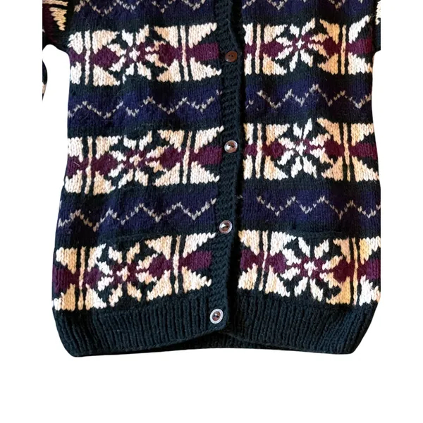 Artesanias ISHKA 100% Wool Cardigan One Size Medium Fair Isla Ecuador Made Boho - Image 12