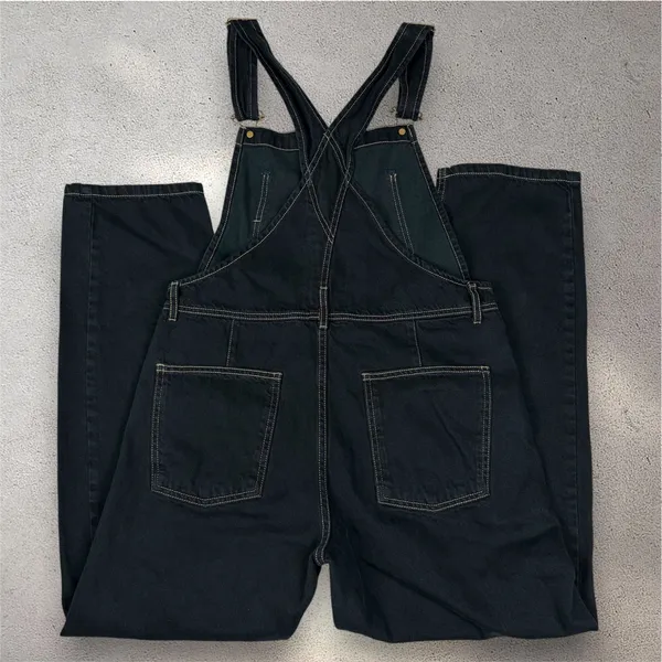 Free People We The Free Ziggy Denim Overalls Women's S Navy Straight Leg Relaxed - Image 2