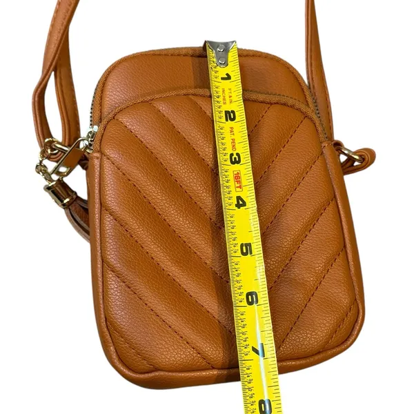 Boutique Womens Zipper Pocket‎ Crossbody Purse Caramel Brown Faux Leather Travel - Image 7
