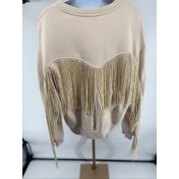 Levi's Pullover Sweatshirt Womens L Cream Fringe Classic Western Yoke Cowgirl - Image 8