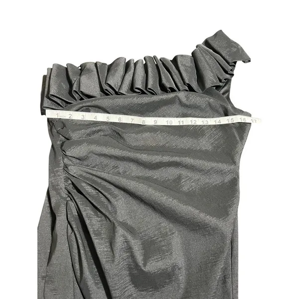S.L. Fashions Black One Shoulder Ruffle Ruched Cocktail Dress Size 14 - Image 6