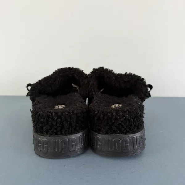 UGG Fluffita Black Platform Shearling‎ Slide Flatform Sandals - Image 6