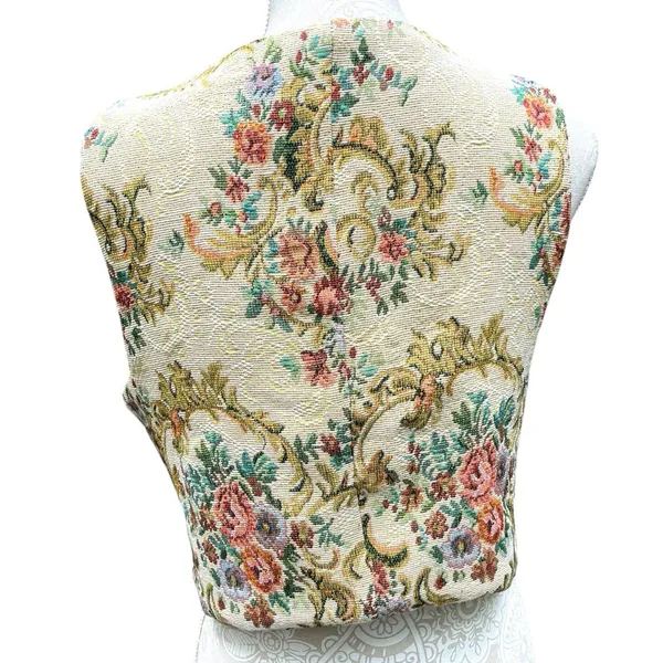 Source Unknown Ren Faire Reversible Tapestry Corset Vest Goblincore Cottagecore VTG Lace Up M - Image 5