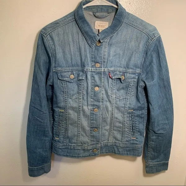 Levi's Womens Size Small Denim Jean Jacket Light Wash Stretch Cotton - Image 3