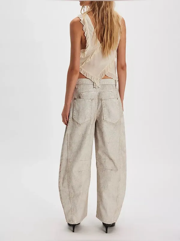 NWT Free People We The Free Good Luck Coated Barrel Jeans - white lightning - 28 - Image 4