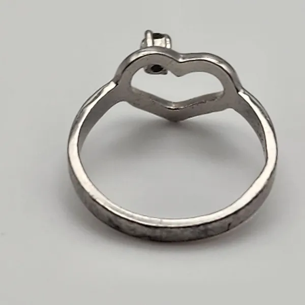 14K White Gold Plated Heart & CZ Ring (5) - Image 6
