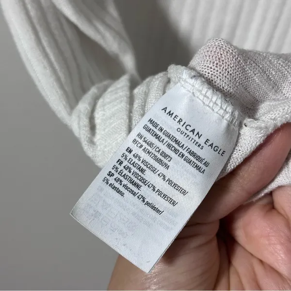 American‎ Eagle Women White Tank Top Crop Button Front Knit Size XS - Image 5
