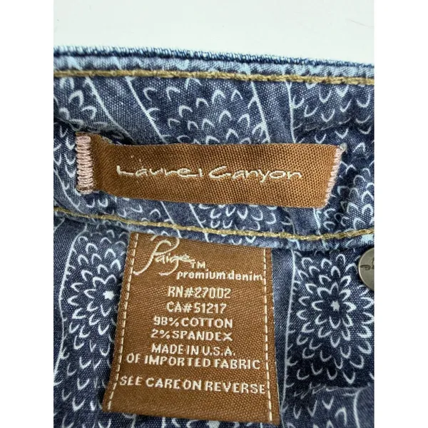 Paige Premium Denim Laurel Canyon Flare Jeans Blue Embroidered Rose Low Rise 31 - Image 4