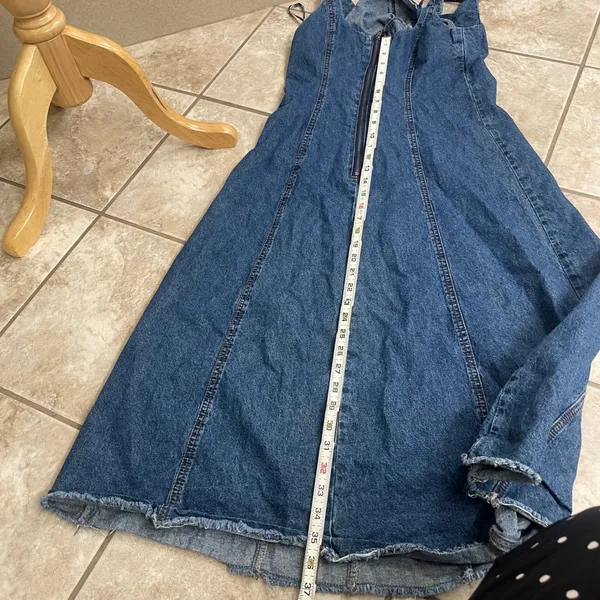 Joie Denim Corset Midi Dress Blue Sleeveless Frayed Hem Size Small midi - Image 4