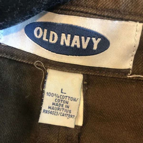 Old Navy fitted brown denim 2 bottom down jacket / blazer size large - Image 6