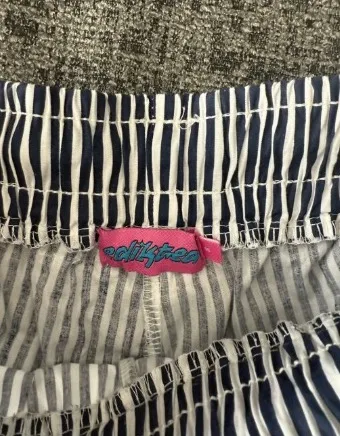 Edikted Navy and White Striped Linen Pants - Image 2