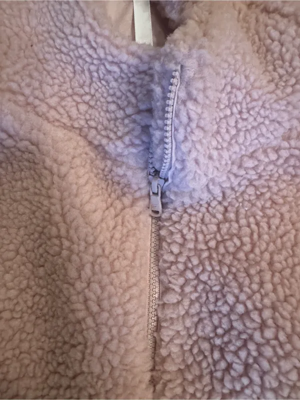Fabletics Pale Pink Sherpa Teddy Full-Zip Hoodie Jacket - Size Large - Image 3