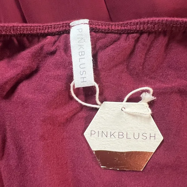 PinkBlush Maxi Dress Womens XL Maroon Off Shoulder Sheer A-Line Unlined Flowy - Image 9