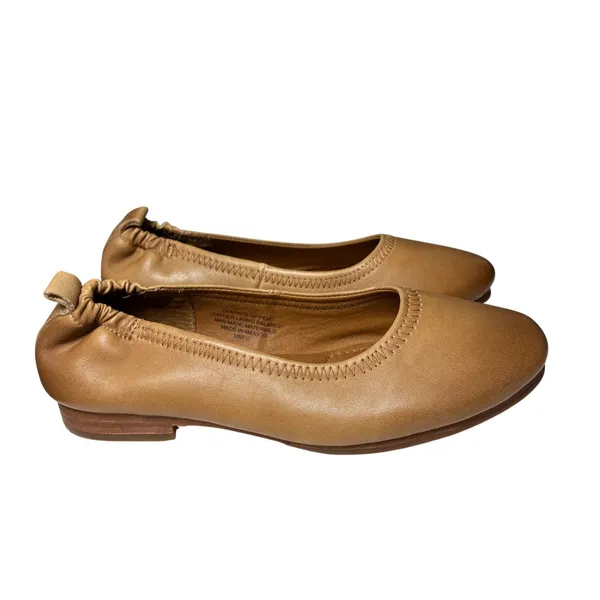Sofft Tan Leather Ballet Flats Elastic Topline Minimalist Comfort Size 7.5 - Image 2