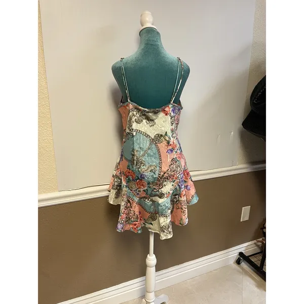 Cinema Etoile Vintage 2 Piece Nightgown Kimono Robe Set Floral Chain Print M/L - Image 4