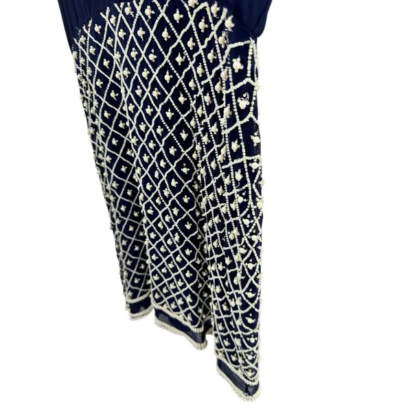 NBD Revolve Best Mistake Dress Size‎ Medium Navy Blue Beaded Mini Sleeveless - Image 6