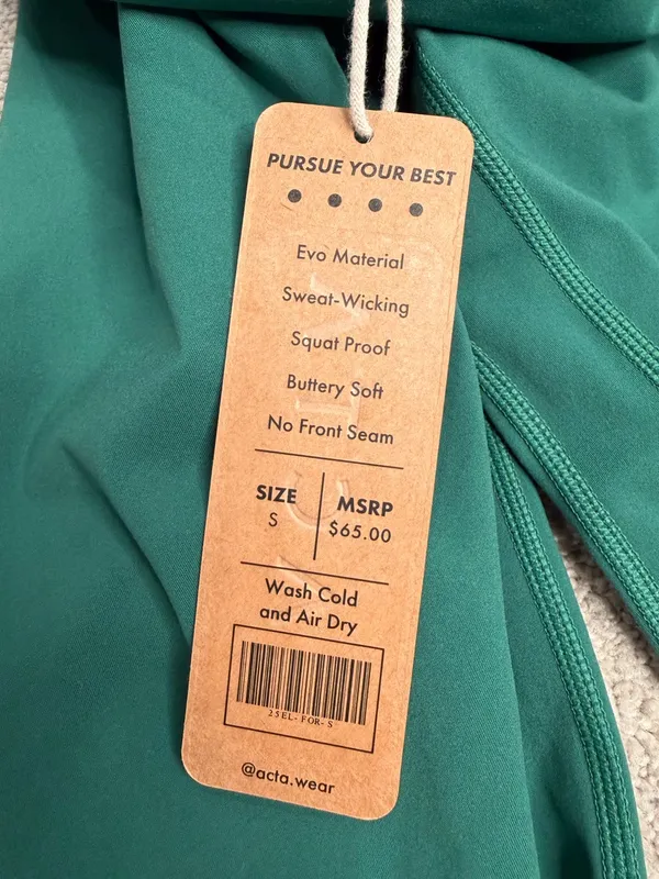 ACTA Wear Green Evo High Waisted Leggings NWT Size Small Forest Green Activewear - Image 2