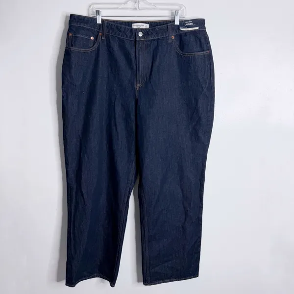 NWT Abercrombie‎ & Fitch Curve Love High Rise Loose Jean Dark Wash Size 34 - Image 2