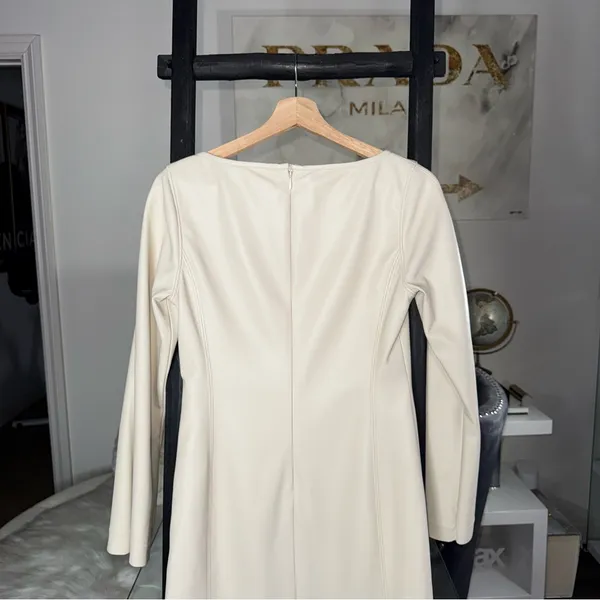 ALEXIS Vanna Ivory Cream Faux Leather Mini Dress Womens Large EUC $385 - Image 12