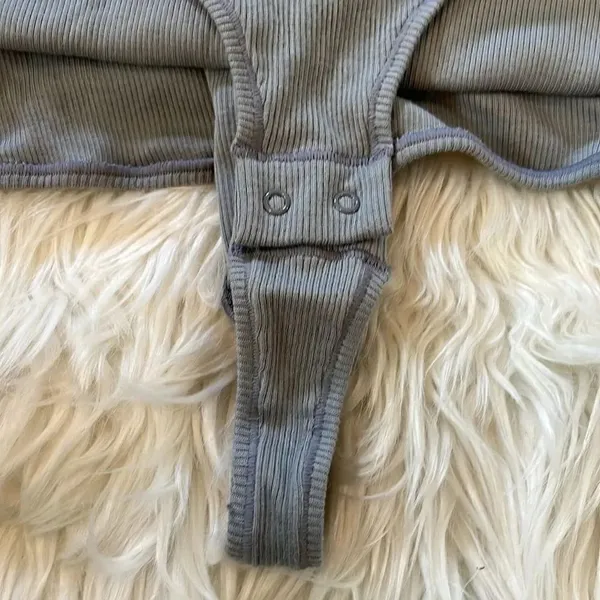 SKIMS Cotton Rib Thong Bodysuit in Pacific, NWT - Image 3