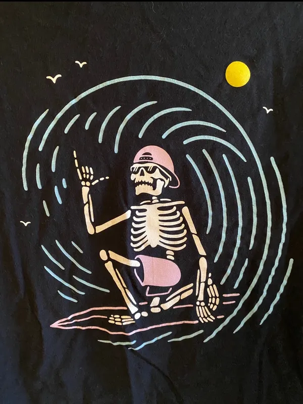 Fruit of the Loom Surfing Skeleton T Shirt - Image 2