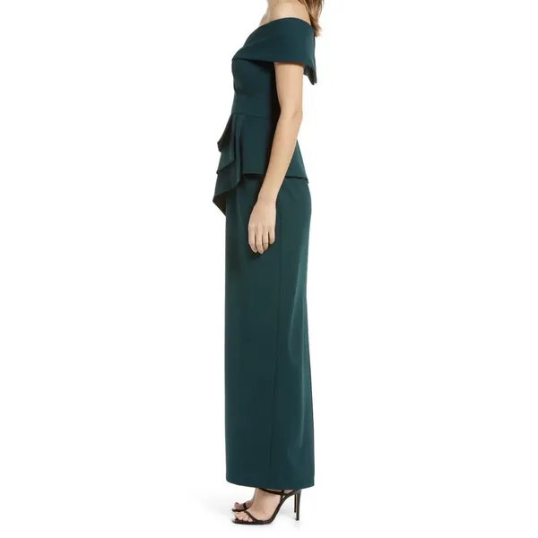 Xscape Off The Shoulder Evening Gown Pine Green Size 12 - Image 3