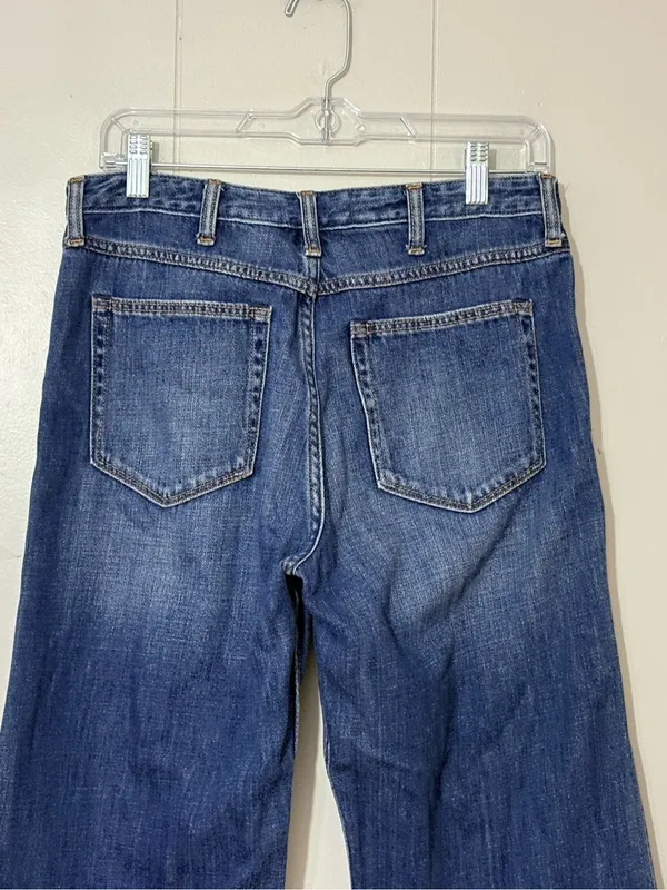 Abercrombie & Fitch Cropped Stovepipe Jeans Size 8R Wide Leg Raw Hem - Image 7