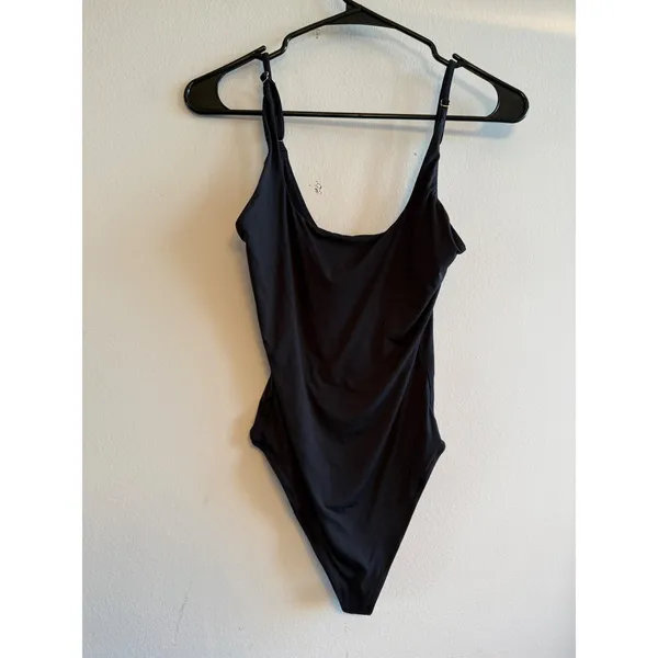 SUUKSESS Womens Black Scoop Neck‎ Adjustable Strap Thong Bodysuit Small - Image 2
