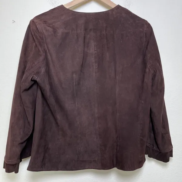 VTG 90s Women Goat Suede Leather Jacket Equestrian‎ Chocolate Brown Western Boho - Image 8