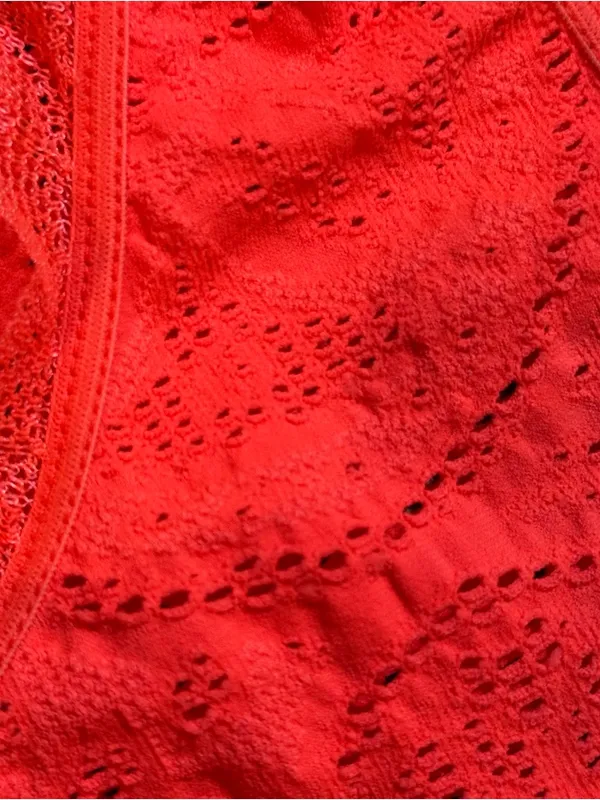 Y2K 2000s Neon Orange Stretchy Lace Trim Tank Top M/L Rave Clubwear Jersey Shore - Image 4