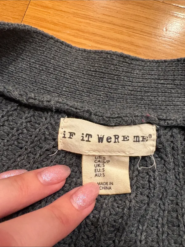 Women Lace-Up V-Neck Knit Sweater - Charcoal Gray - Image 2