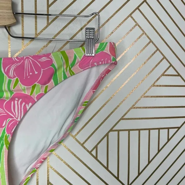 Lilly Pulitzer Surfs‎ Up Bikini Bottom Hibiscus Floral Print Pink Green Size M - Image 4