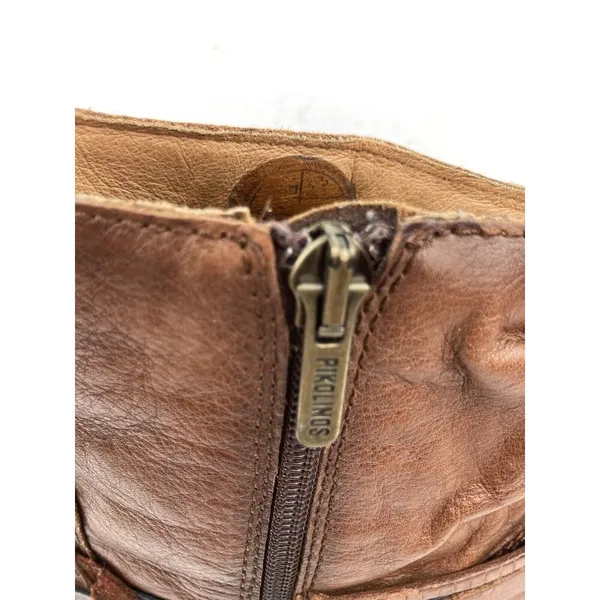 *Pikolinos Heeled Ankle Booties Womens Size 40 Brown Leather Zip Braided Strap - Image 14
