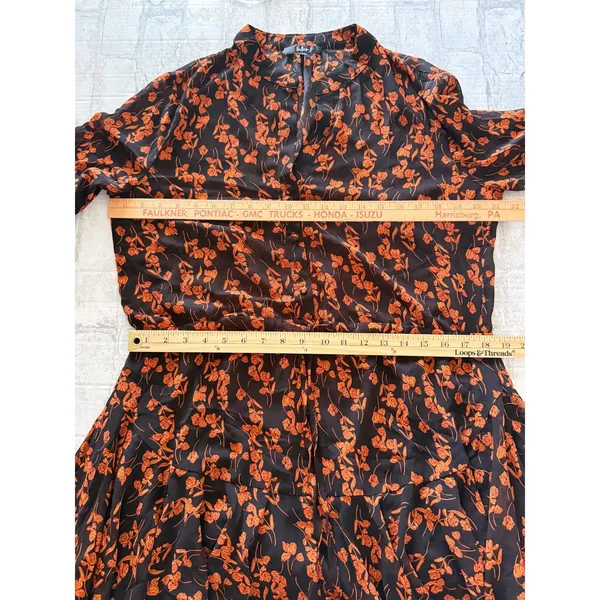 Lulus Sashay My Way Black Floral Print Long Sleeve Chiffon Mini Dress Sz M - Image 8