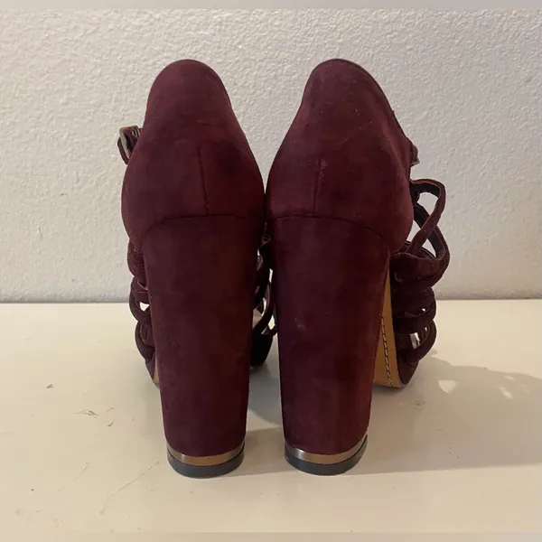 BCBGMaxAzria Women’s Burgundy Strappy Heels‎ Size 6 B - Image 5