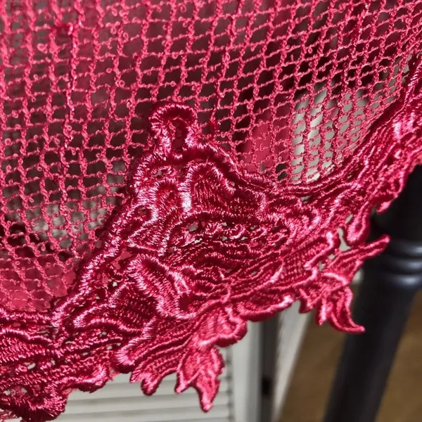 Simply Noelle Beach Cover Up Sheer Mesh Embroidered Appliqué Hot Pink Sz M - Image 9